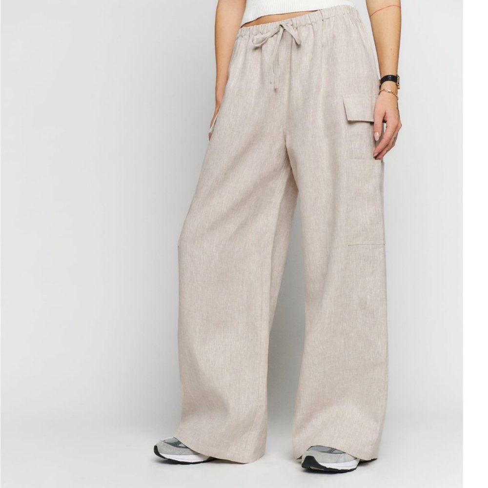 Reformation Ethan Linen Pant - Oatmeal - Picture 2 of 8